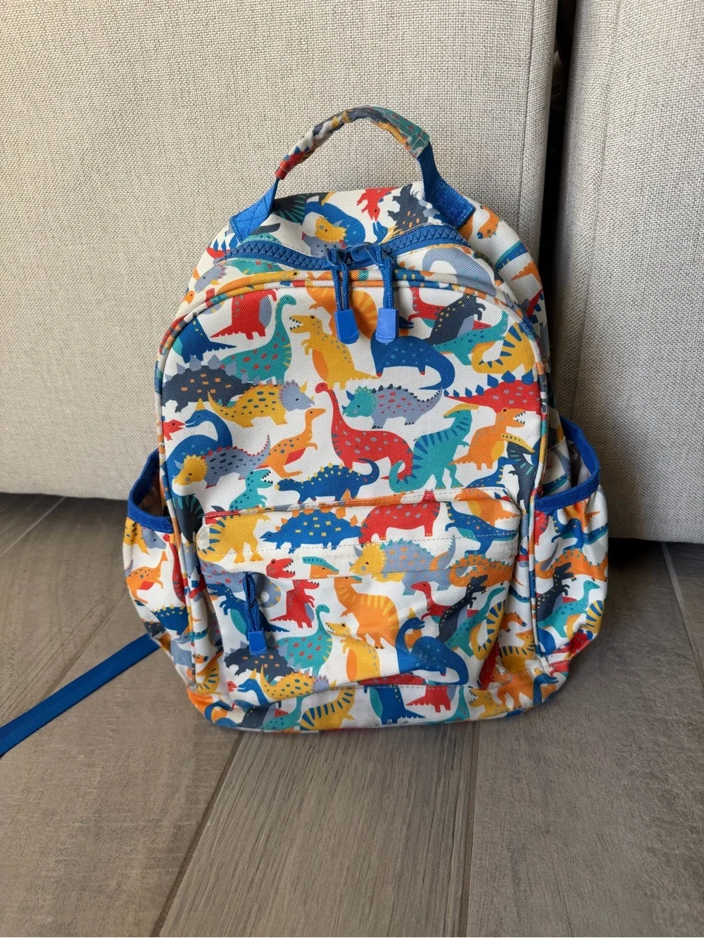 Crate&Barrel Kids Dinosaur Backpack - Blue, Red, Yellow, Green, Orange